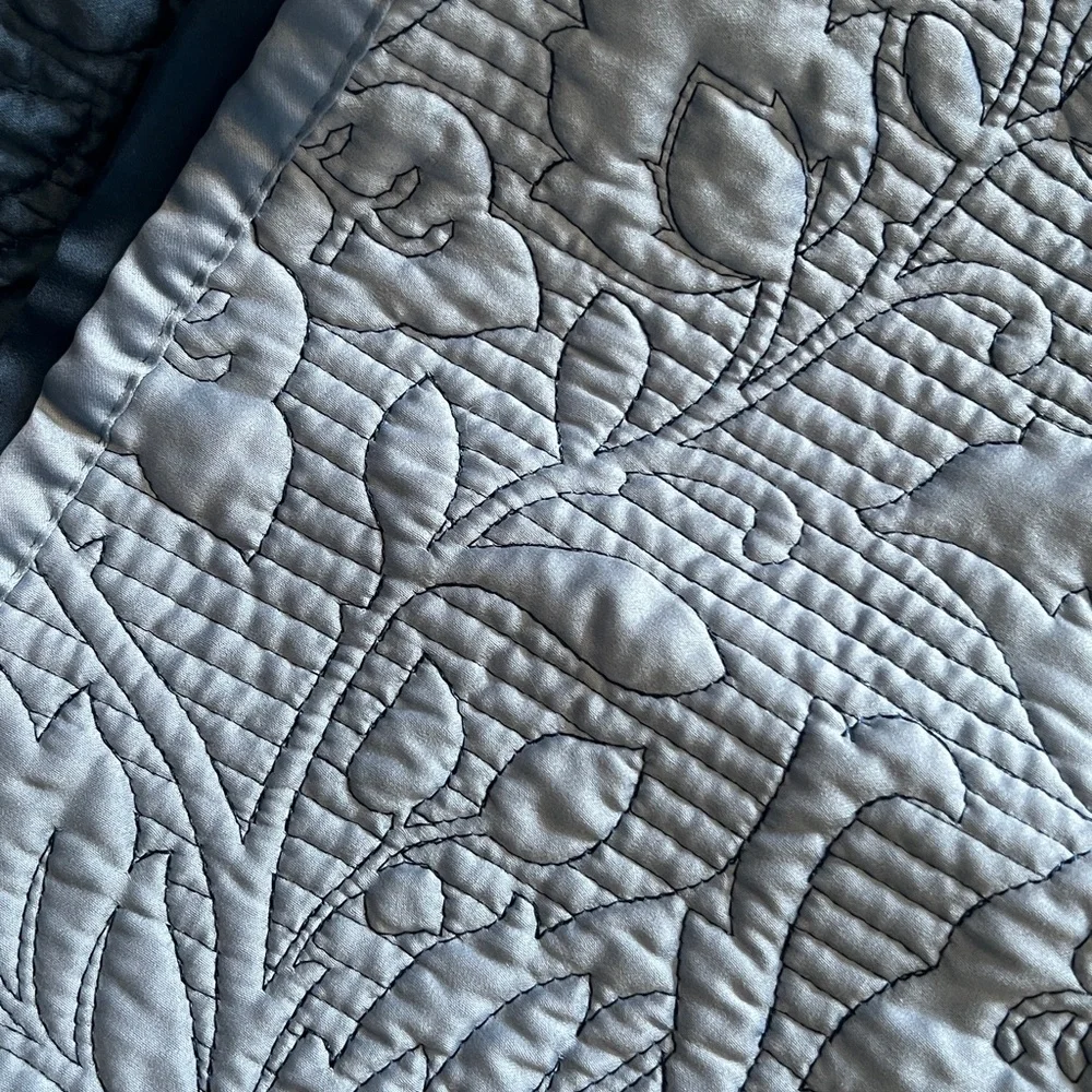 Quilted Navy sham set with quilted Stitching